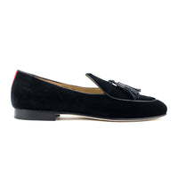 Black Velvet Italian Loafer with Black Tassel