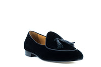 Black Velvet Italian Loafer with Black Tassel