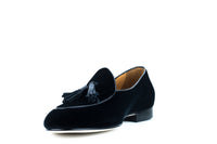 Black Velvet Italian Loafer with Black Tassel
