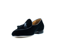 Black Velvet Italian Loafer with Black Tassel