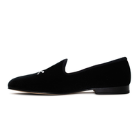 Men's Black Velvet Slipper II with Skull & Bone