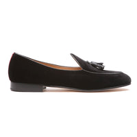 Black Velvet Italian Loafer with Black Tassel