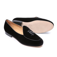 Black Velvet Italian Loafer with Black Tassel