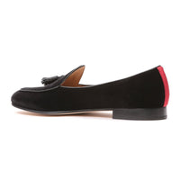 Black Velvet Italian Loafer with Black Tassel
